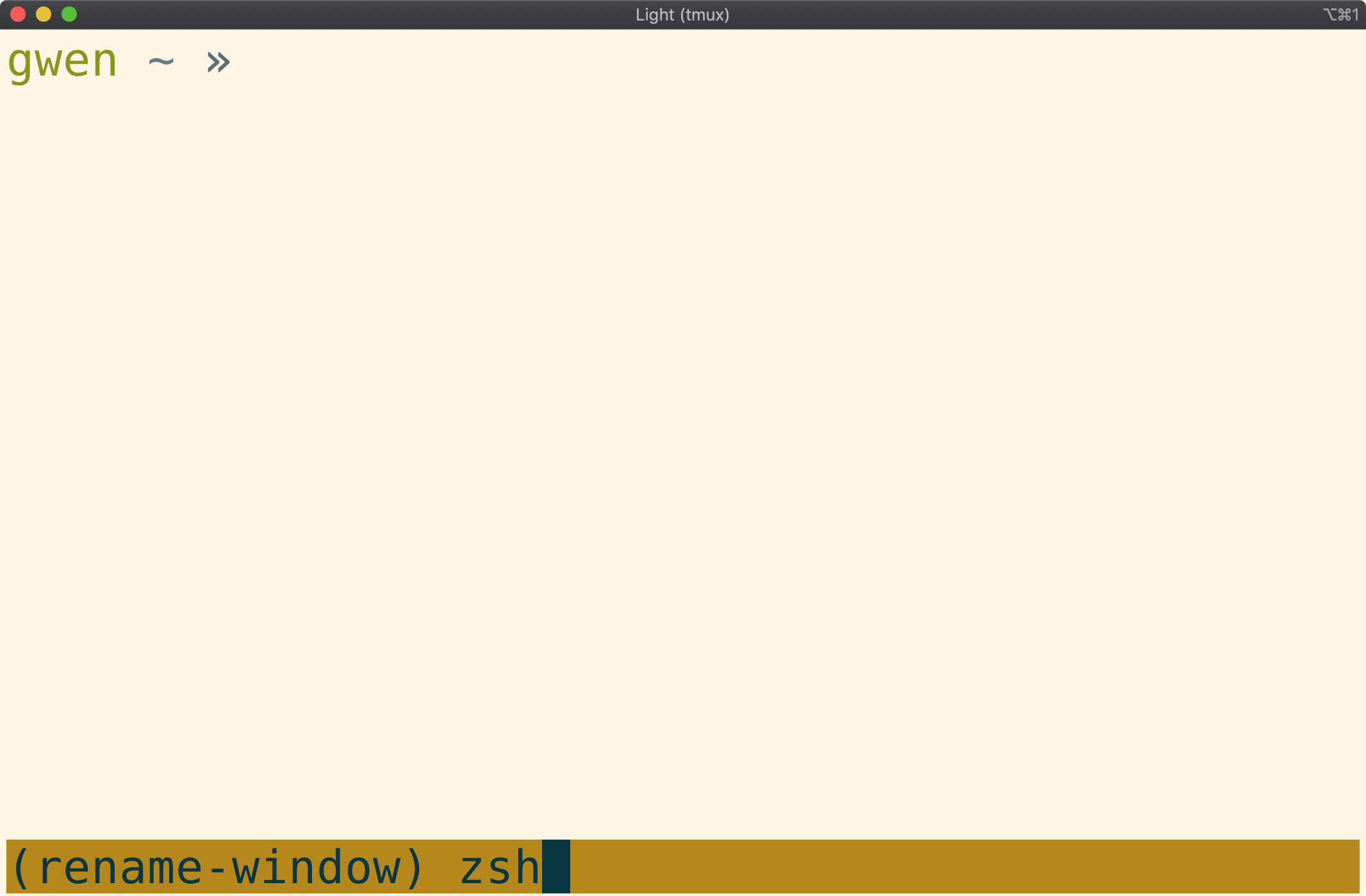 Tmux window showing (rename-window) command prompt