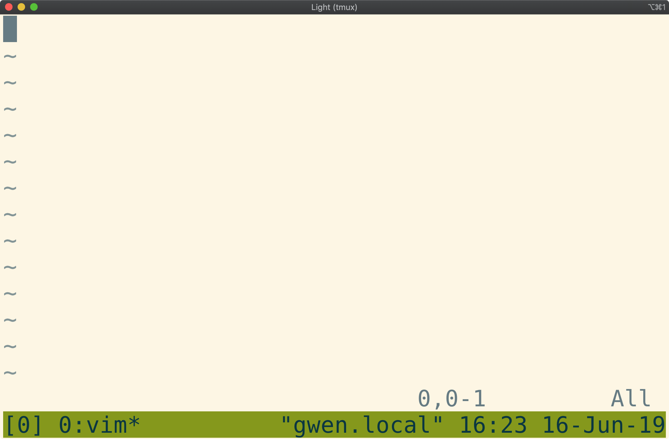 Tmux window showing vim