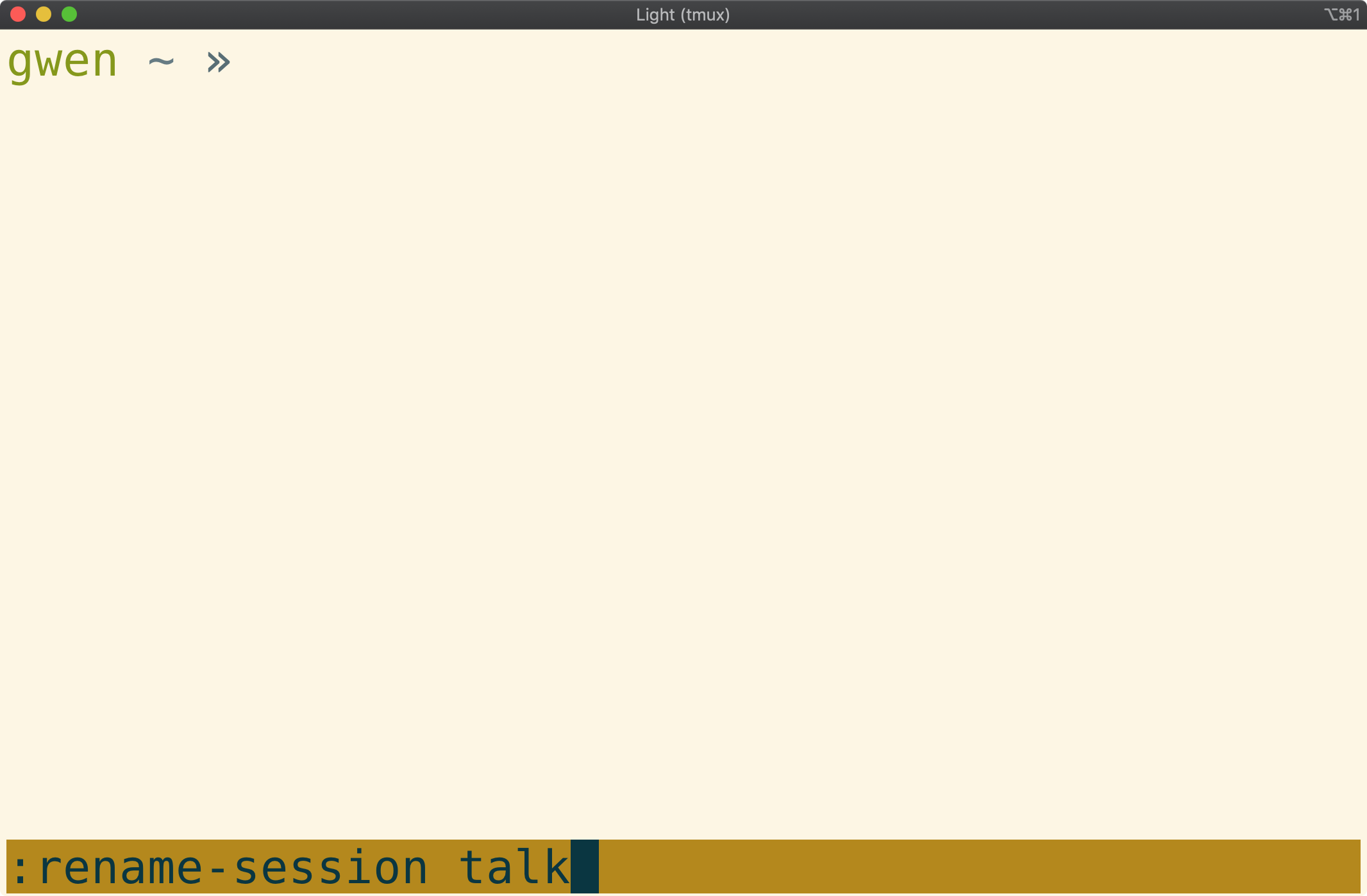 Tmux window showing 'rename-session' command
typed-in