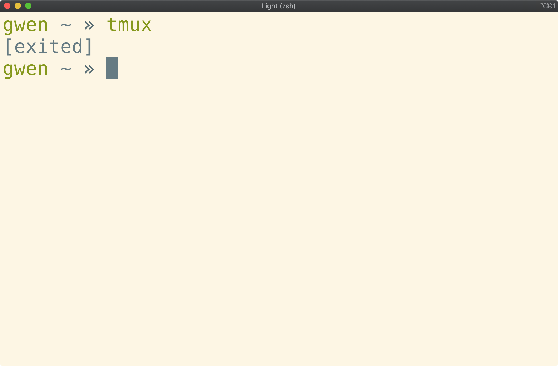 Terminal window after exiting Tmux