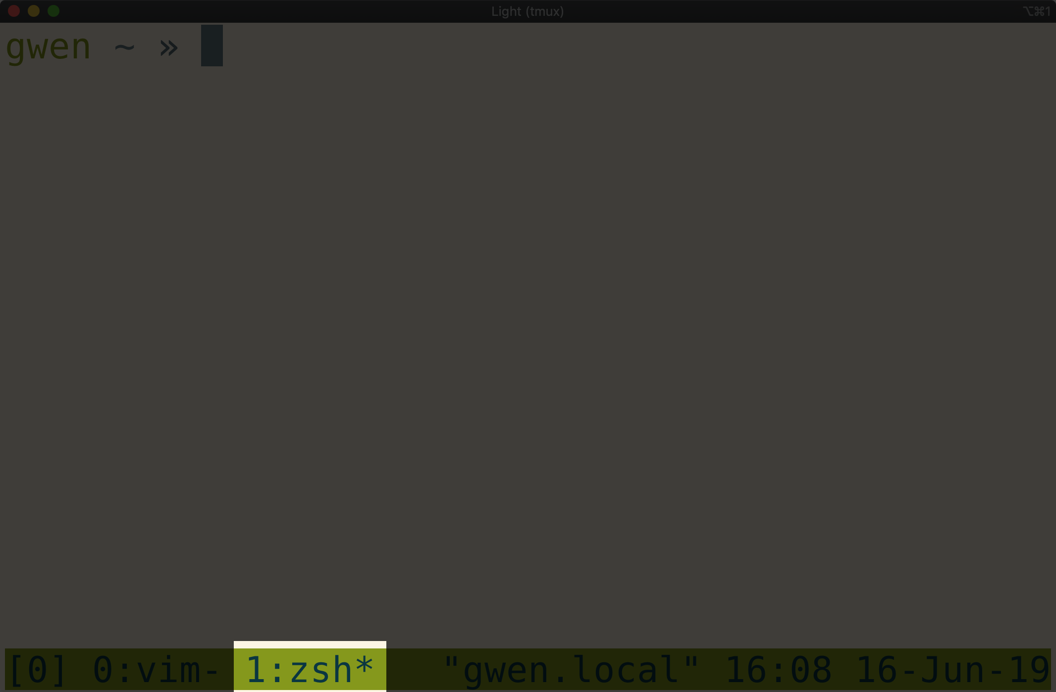 Tmux window with the new window in the status bar highlighted