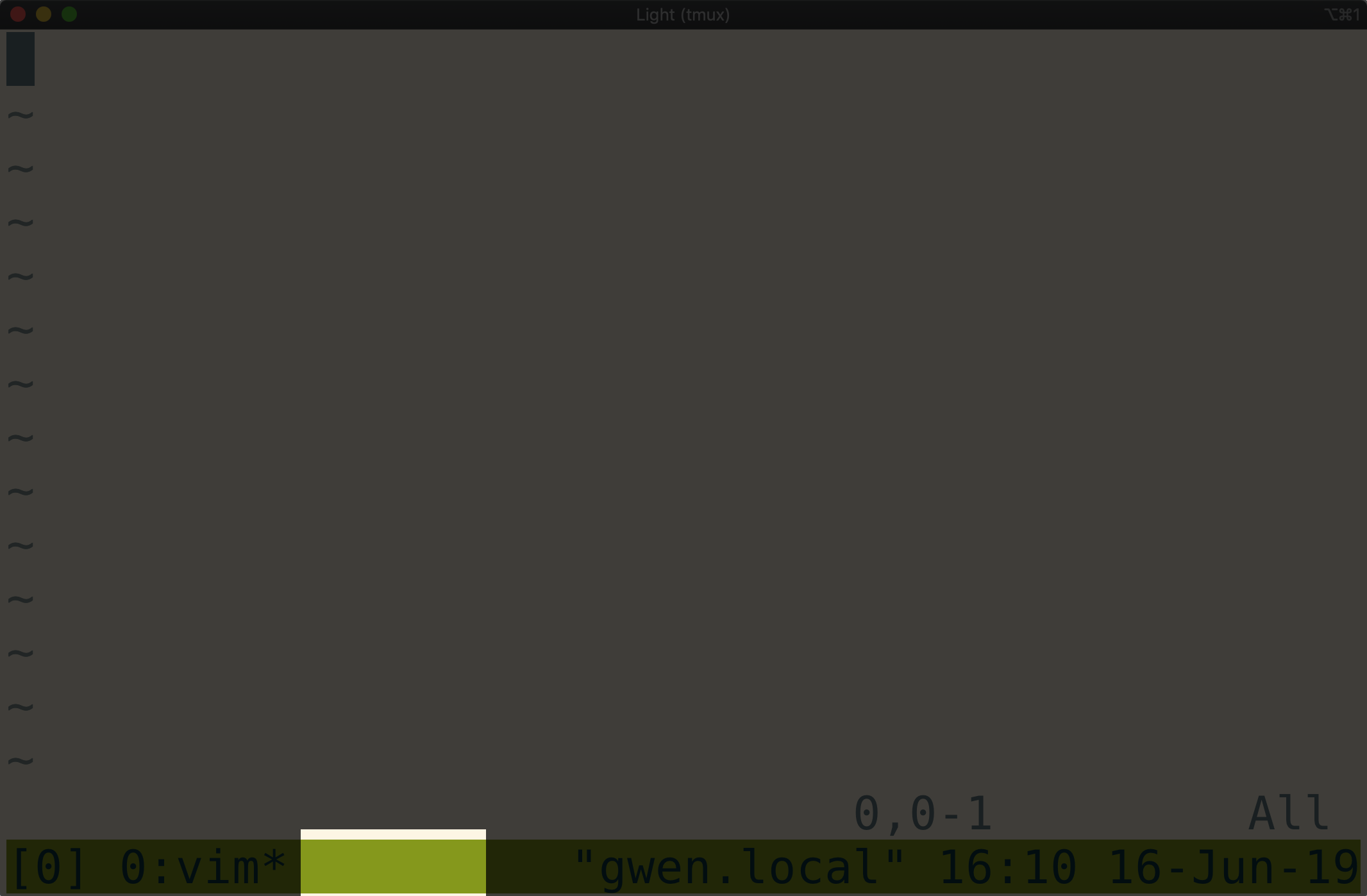 Tmux window highlighting the area of the status bar where the destroyed window was